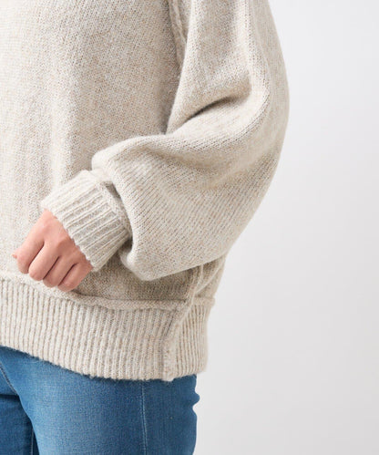 拉鍊亮絲紗線插肩袖針織衫