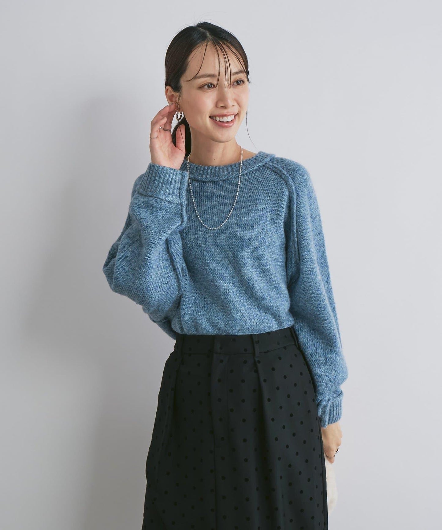 拉鍊亮絲紗線插肩袖針織衫