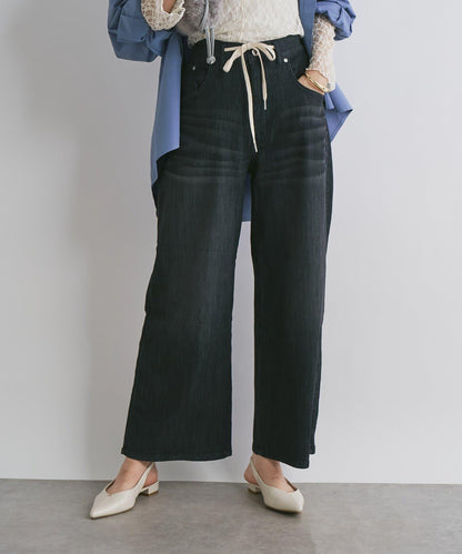 抽繩寬鬆牛仔褲