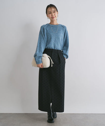 拉鍊亮絲紗線插肩袖針織衫