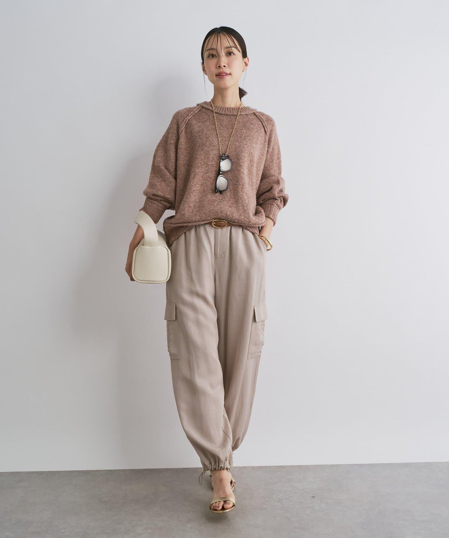 拉鍊亮絲紗線插肩袖針織衫