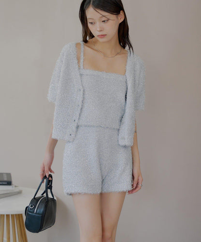 【Chico】亮片長毛針織短褲