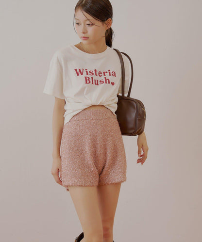 【Chico】亮片長毛針織短褲