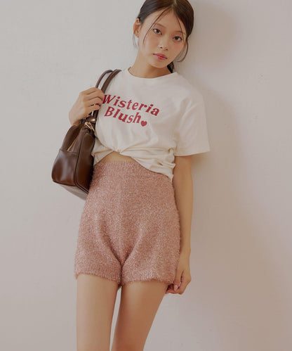 【Chico】亮片長毛針織短褲