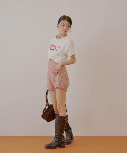 【Chico】亮片長毛針織短褲