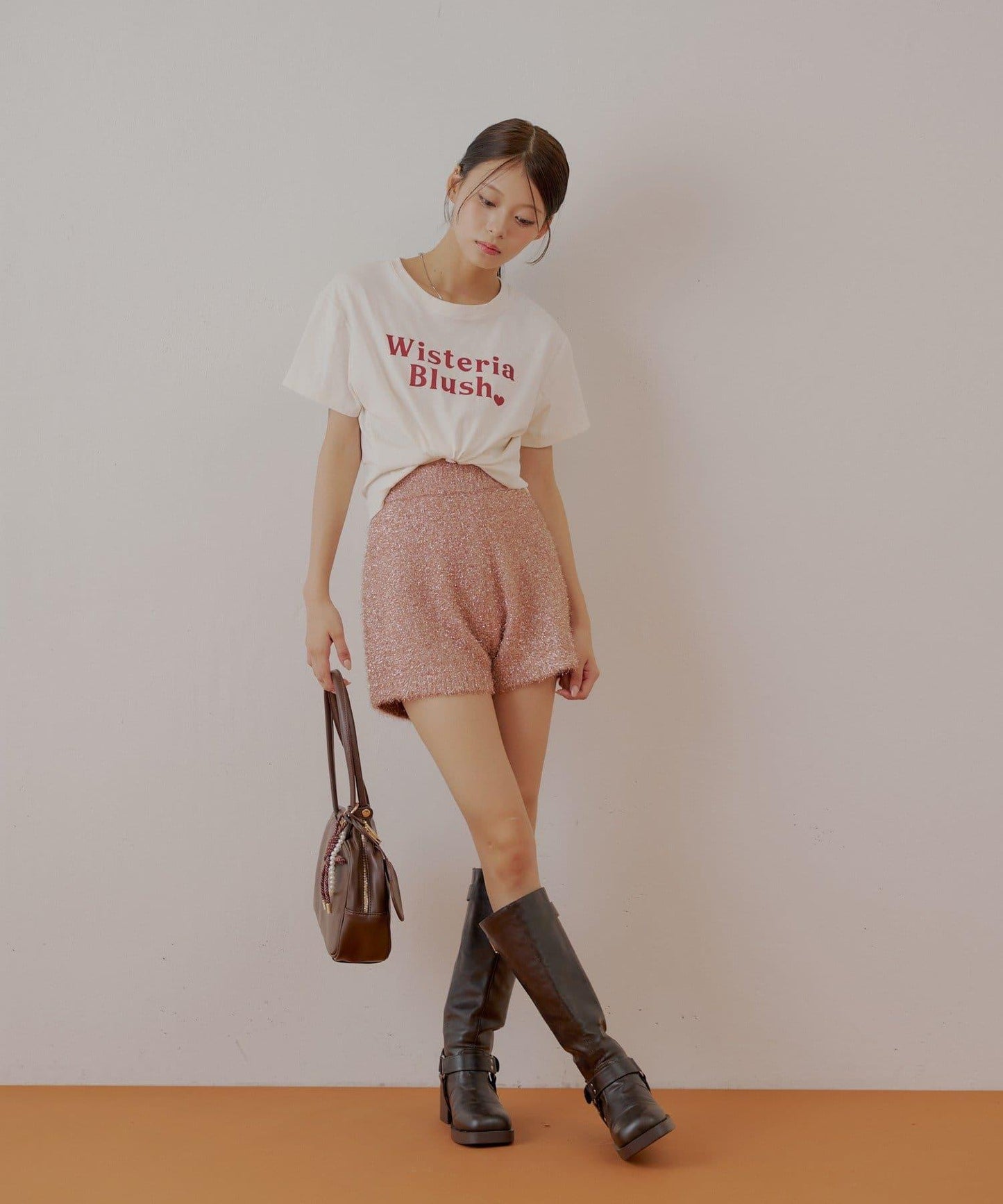 【Chico】亮片長毛針織短褲