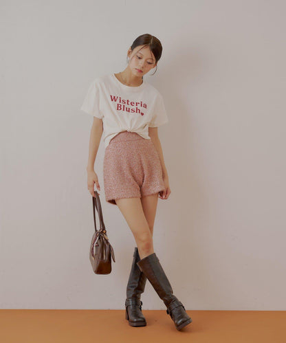 【Chico】亮片長毛針織短褲