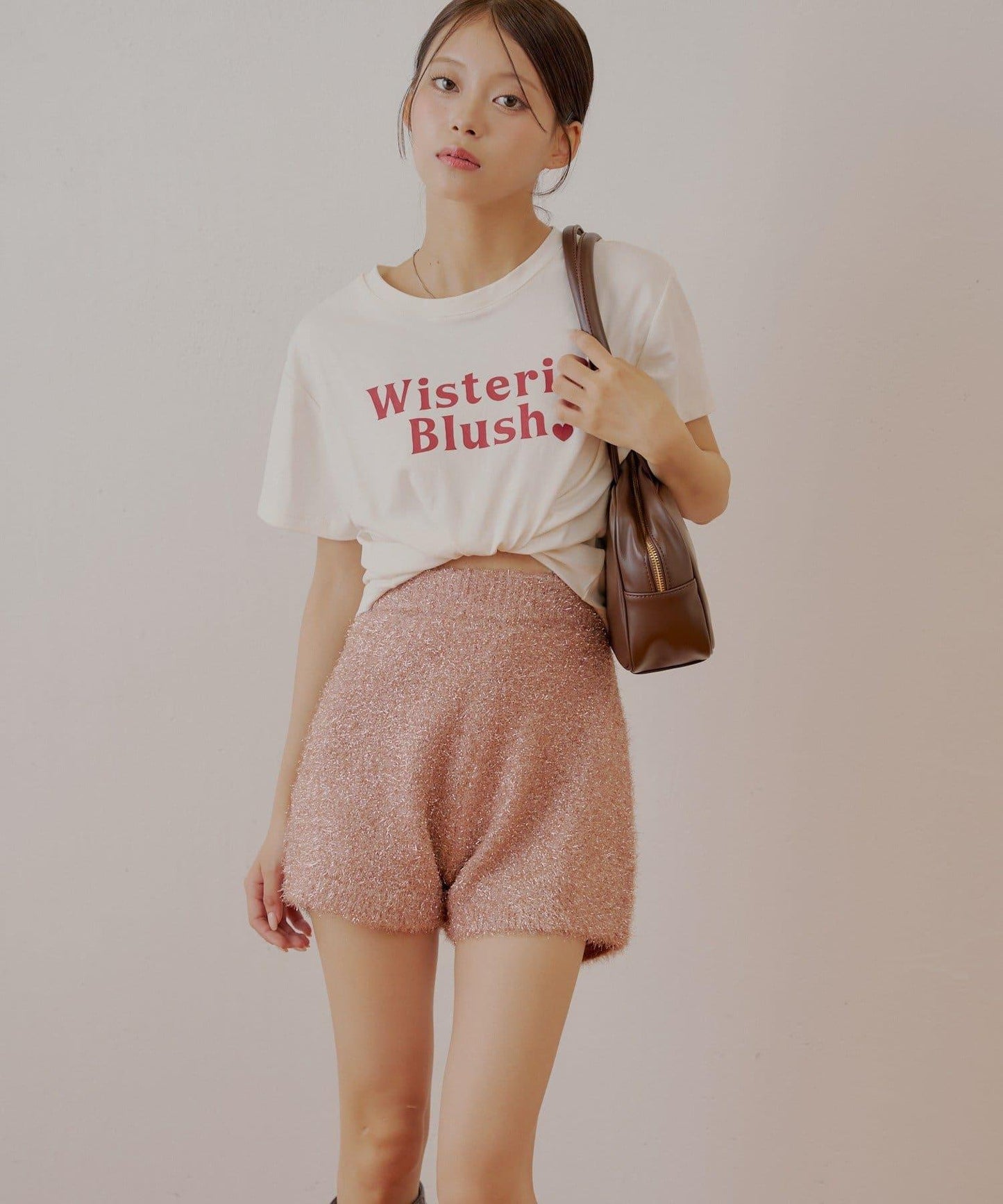 【Chico】亮片長毛針織短褲