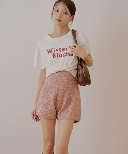 【Chico】亮片長毛針織短褲