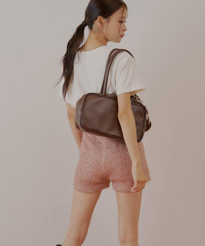 【Chico】亮片長毛針織短褲