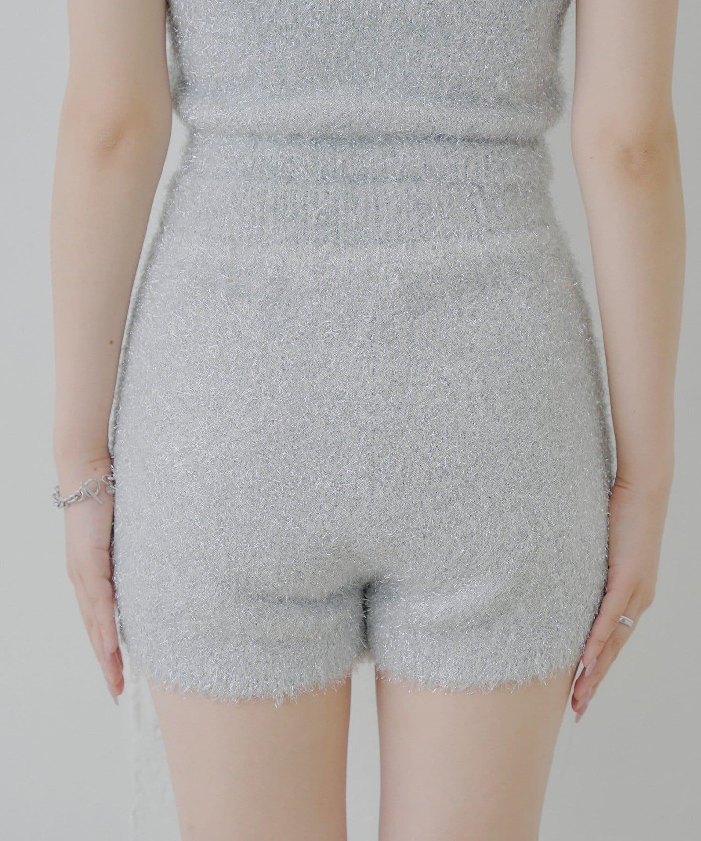 【Chico】亮片長毛針織短褲