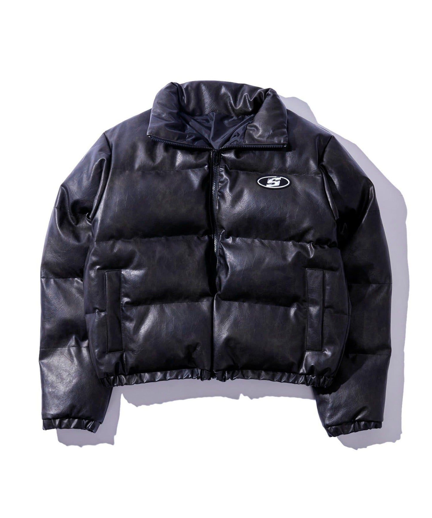 【UNISEX/有尺碼選擇】S字母復古風格加棉皮夾克