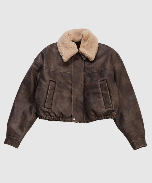 【UNISEX/有尺碼可選】3WAY復古風格皮革羊羔絨夾克