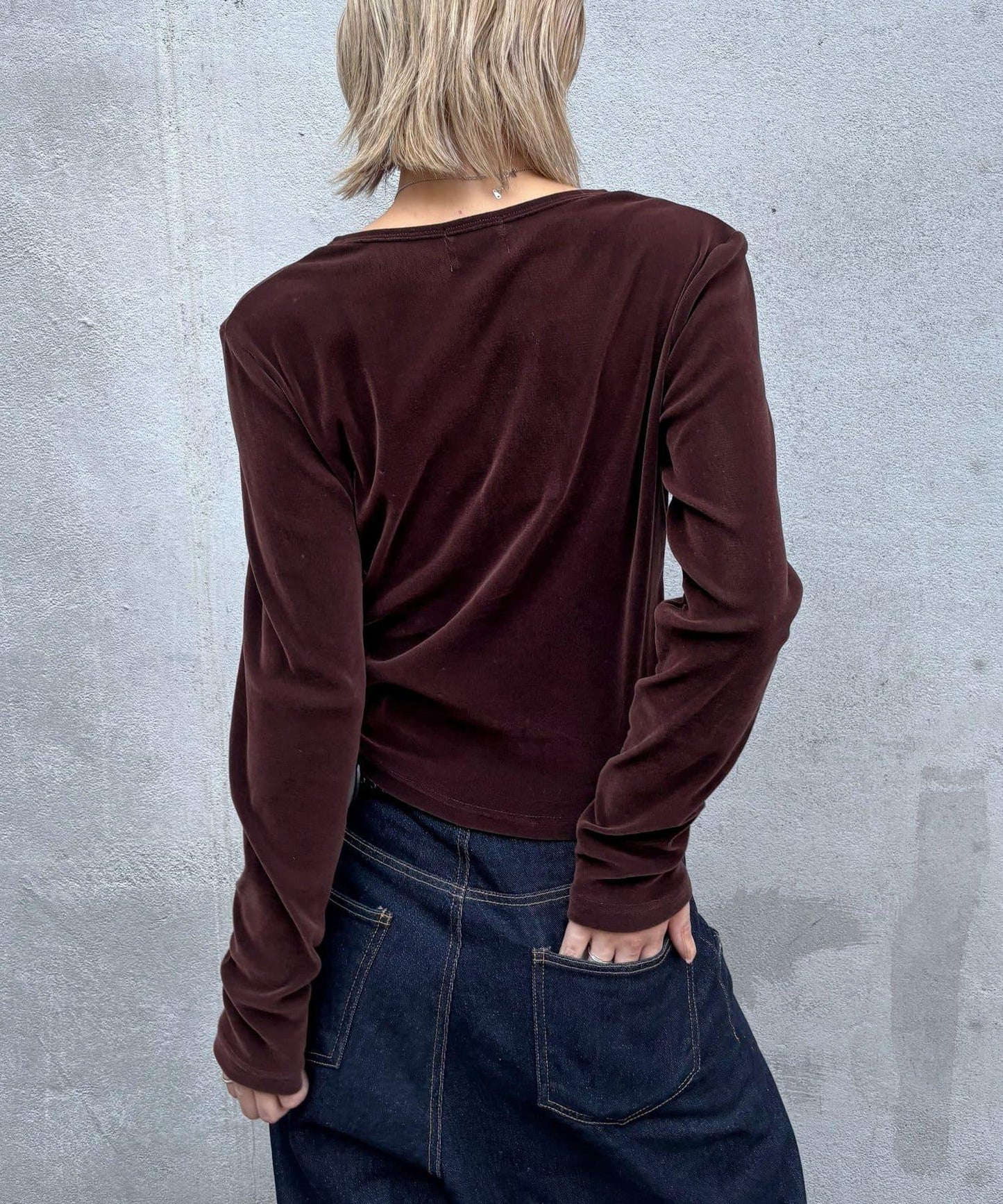 植絨網紗亨利領上衣