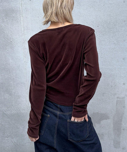 植絨網紗亨利領上衣