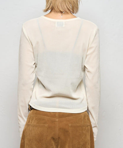 植絨網紗亨利領上衣