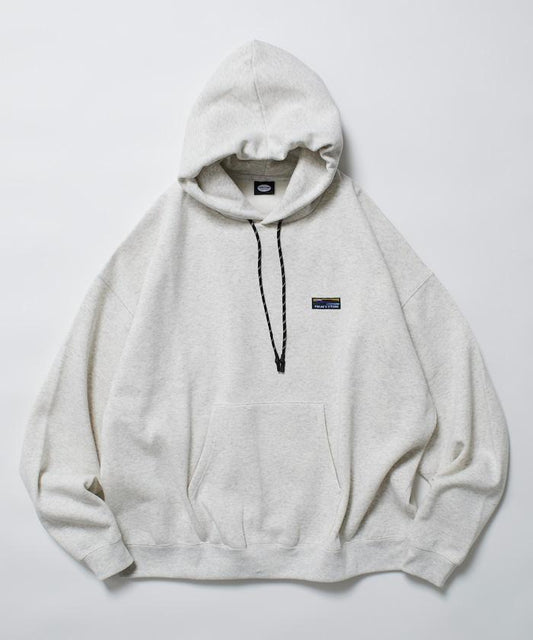 寬鬆版型 單點標誌套頭連帽衛衣/下襬抽繩/加絨內裡