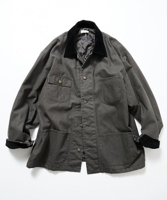 寬鬆版型燈芯絨拼接鴨布工裝夾克