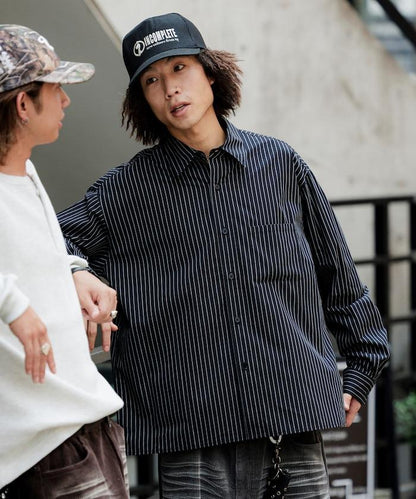 常規領盒型條紋襯衫