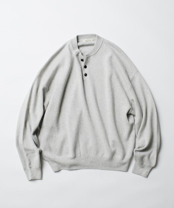 寬鬆版型休閒風汗衫風格亨利領針織衫