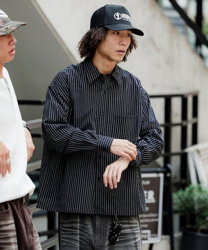 常規領盒型條紋襯衫