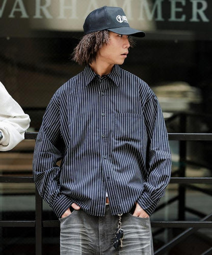 常規領盒型條紋襯衫