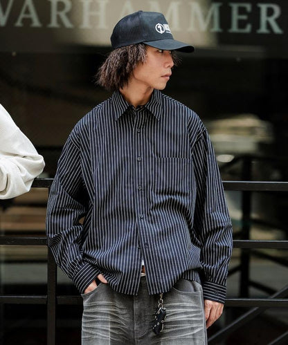 常規領盒型條紋襯衫