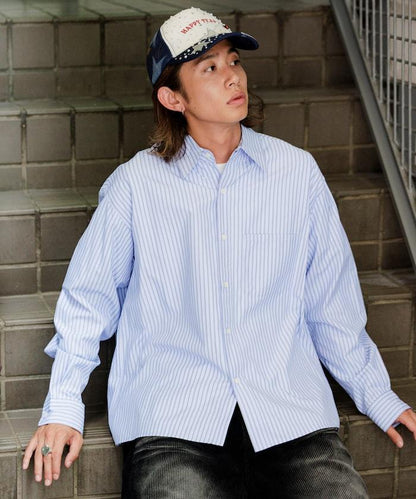 常規領盒型條紋襯衫