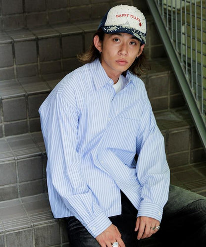 常規領盒型條紋襯衫