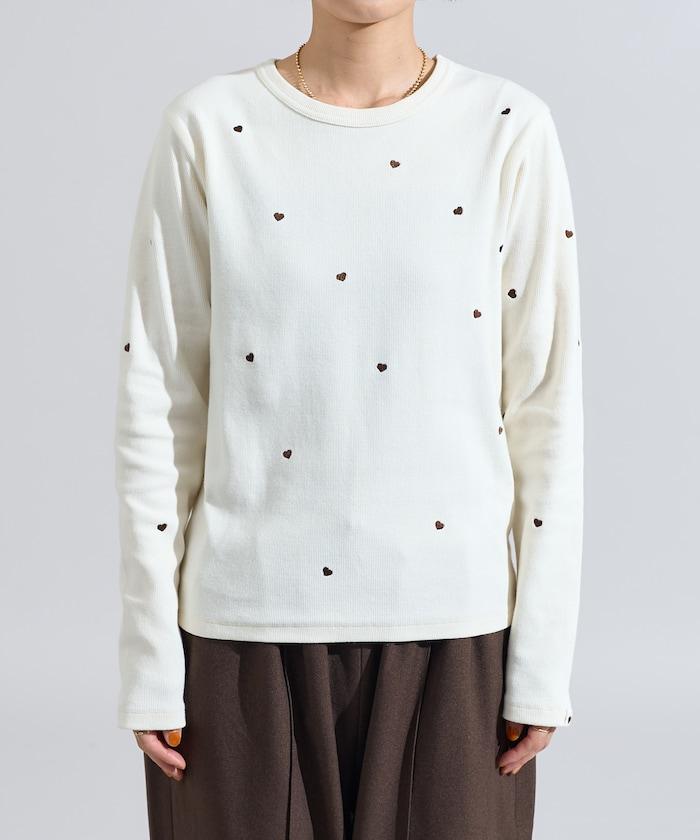 迷你愛心刺繡長袖T恤