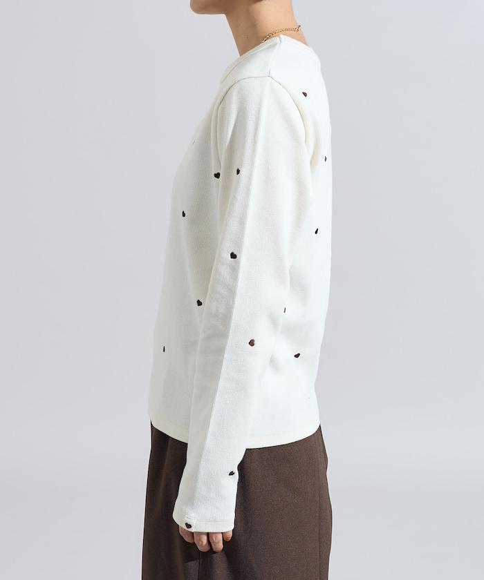 迷你愛心刺繡長袖T恤