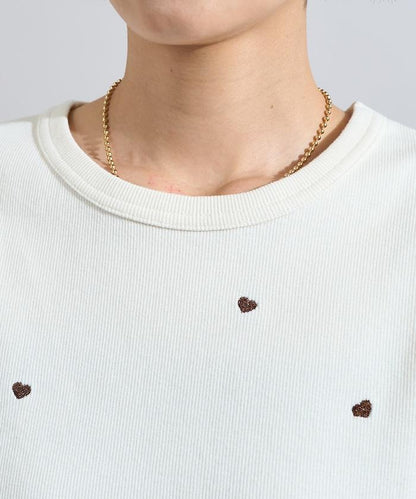 迷你愛心刺繡長袖T恤