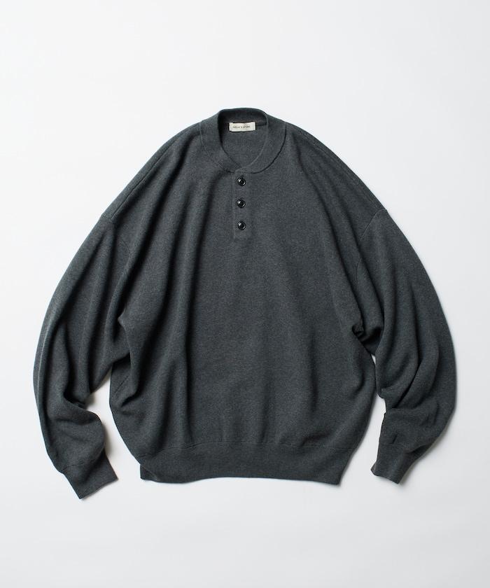 寬鬆版型休閒風汗衫風格亨利領針織衫