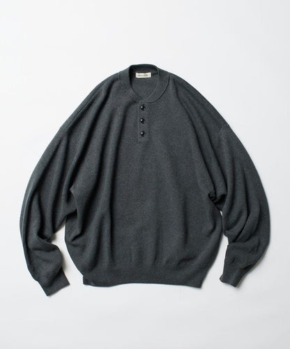 寬鬆版型休閒風汗衫風格亨利領針織衫