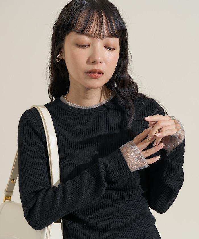 可水洗 撞色 疊穿 透視針織衫
