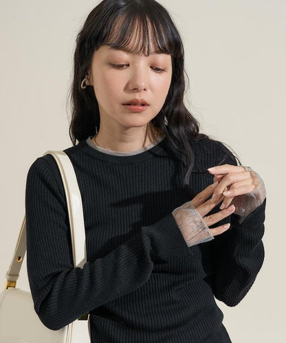可水洗 撞色 疊穿 透視針織衫