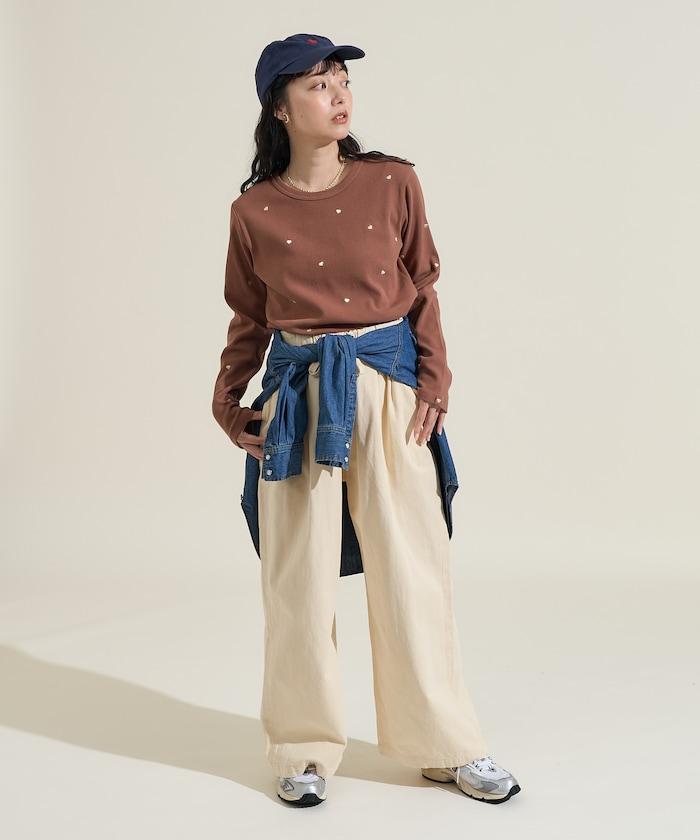 迷你愛心刺繡長袖T恤