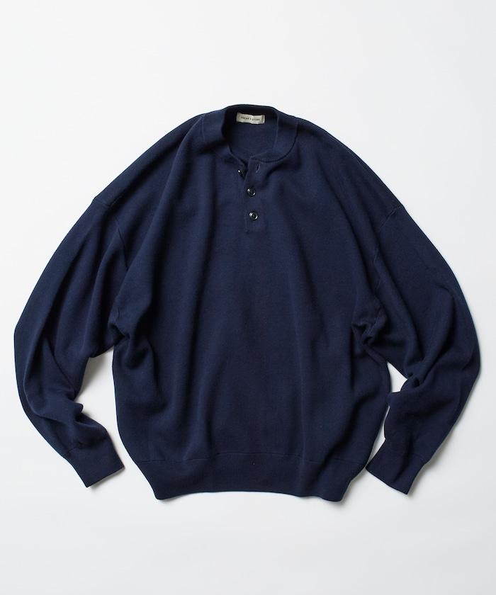 寬鬆版型休閒風汗衫風格亨利領針織衫