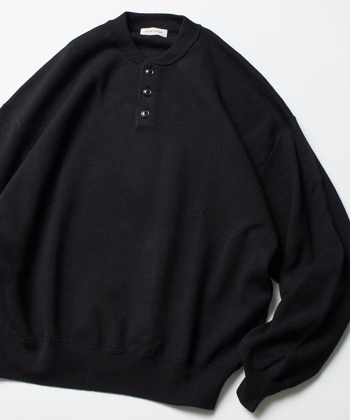 寬鬆版型休閒風汗衫風格亨利領針織衫