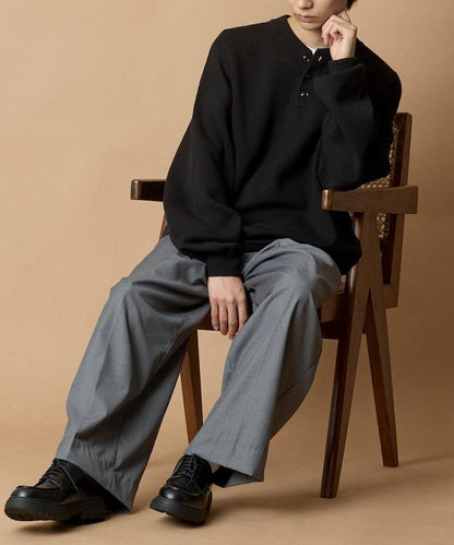 寬鬆版型休閒風汗衫風格亨利領針織衫