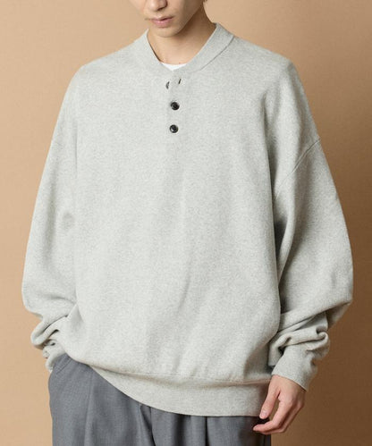 寬鬆版型休閒風汗衫風格亨利領針織衫