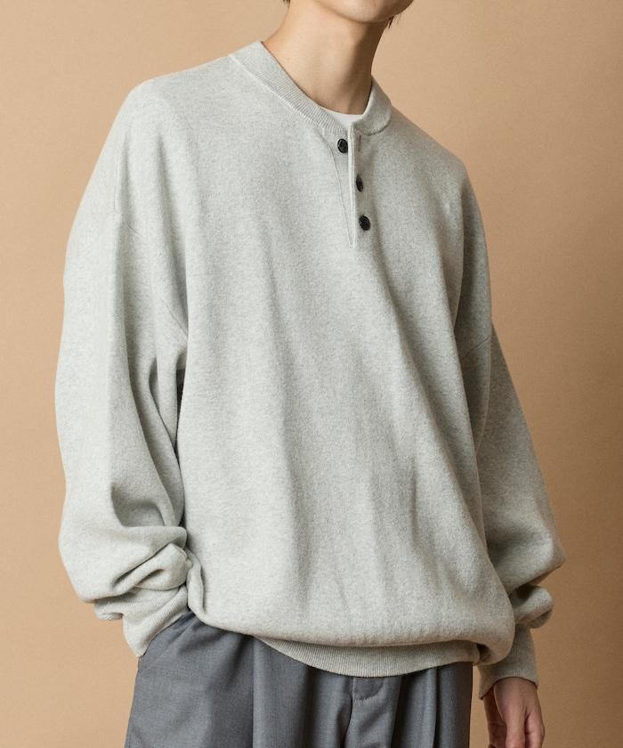 寬鬆版型休閒風汗衫風格亨利領針織衫
