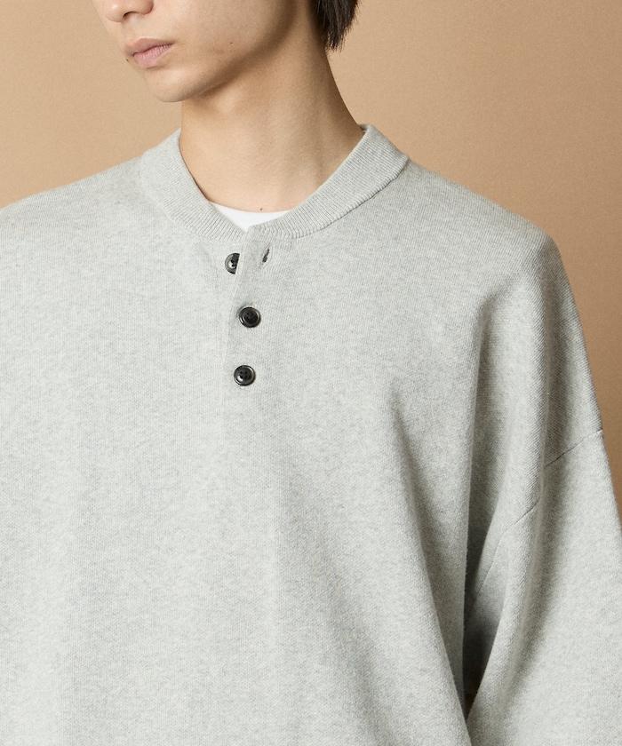 寬鬆版型休閒風汗衫風格亨利領針織衫