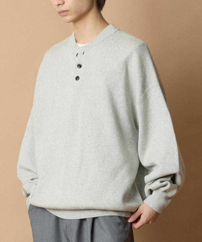 寬鬆版型休閒風汗衫風格亨利領針織衫