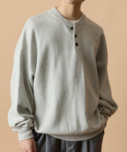 寬鬆版型休閒風汗衫風格亨利領針織衫