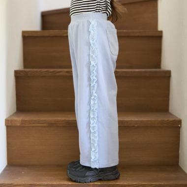 【防起球加絨】側邊荷葉邊寬鬆版型衛褲