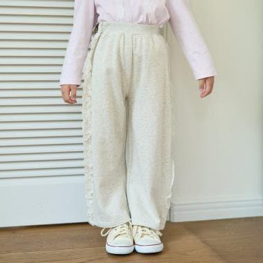 【防起球加絨】側邊荷葉邊寬鬆版型衛褲