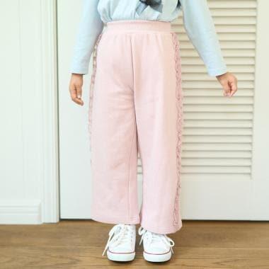 【防起球加絨】側邊荷葉邊寬鬆版型衛褲