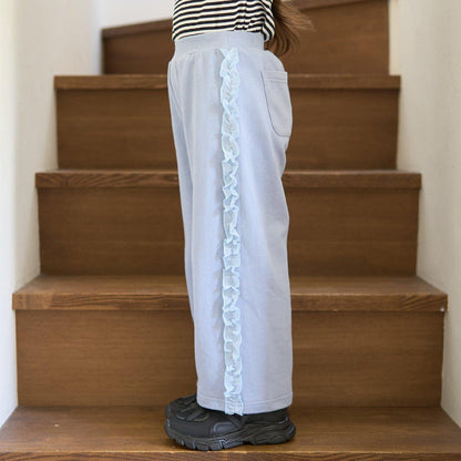 【防起球加絨】側邊荷葉邊寬鬆版型衛褲