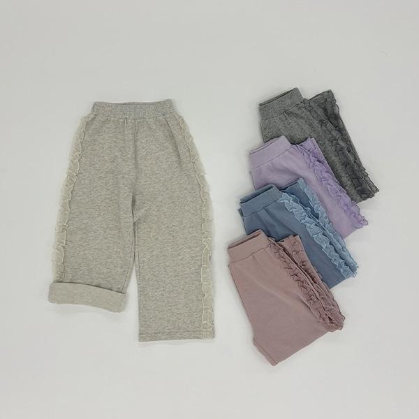 【防起球加絨】側邊荷葉邊寬鬆版型衛褲